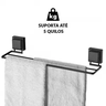 05 suporte toalha toalheiro duplo 45cm ventosa parede banheiro