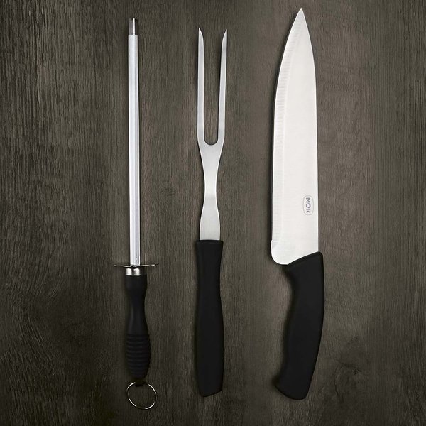 07 conjunto do assador 3 pecas faca garfo e chaira mor