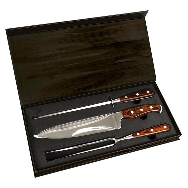 06 conjunto faca 8 garfo chaira aco inoxidavel steel mor