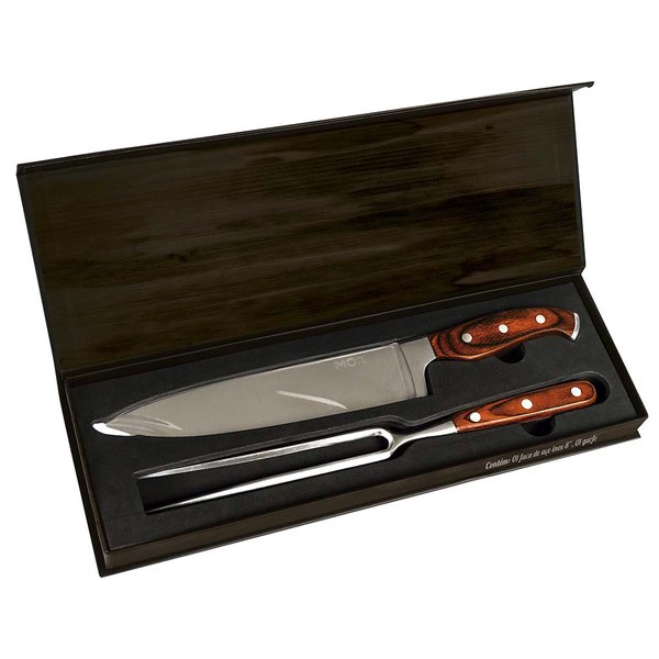 11 conjunto de faca 8 e garfo em aco inoxidavel e cabo em madeira steel mor